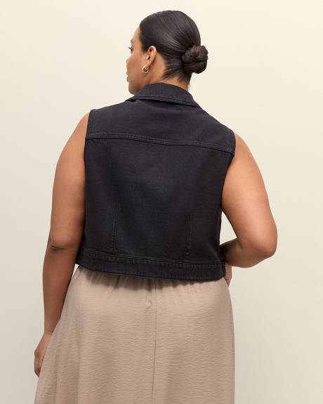 Veste boutonnée écourtée sans manches en denim, tissu responsable - d/C JEANS