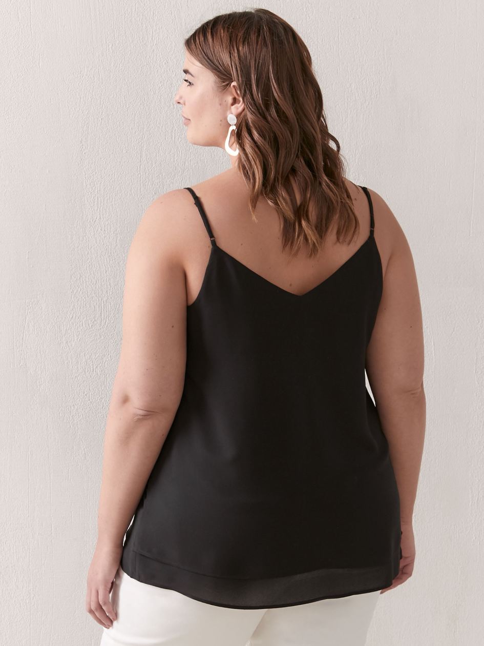 Silky Black Cami with Adjustable Straps - Addition Elle