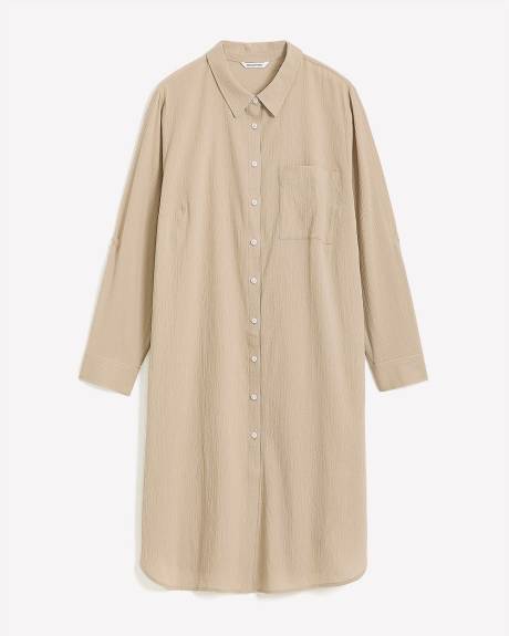 Cotton Buttoned Down Tunic Shirt
