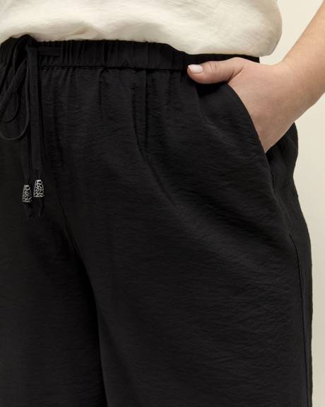 Black Palazzo-Leg Pant with Elastic Waistband