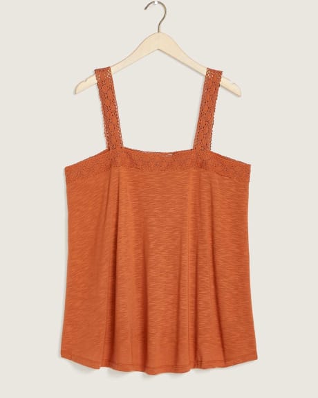 Square Neck Cami With Lace Straps - In Every Story