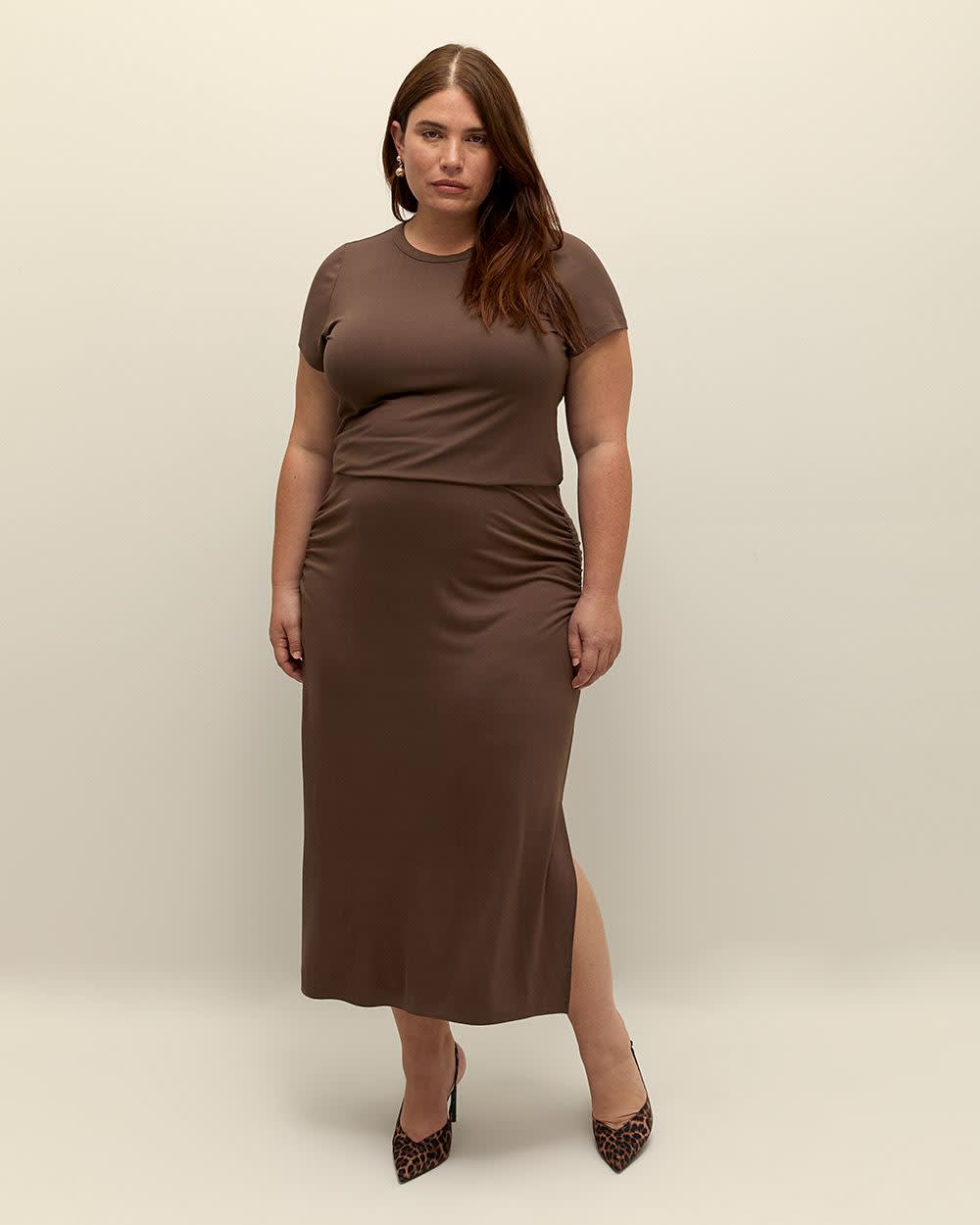 Responsible, Ruched Midi Skirt