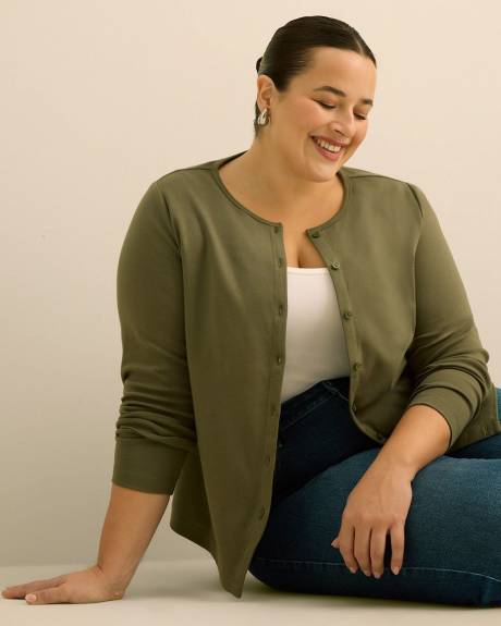 Cardigan &agrave; manches longues, col rond