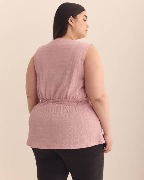 Smocked Sleeveless Knit Top