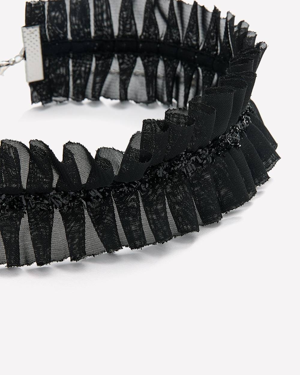 Black Pleated Fabric Choker Necklace Penningtons