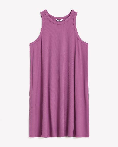 Robe évasée sans manches avec col licou et poches, tissu responsable