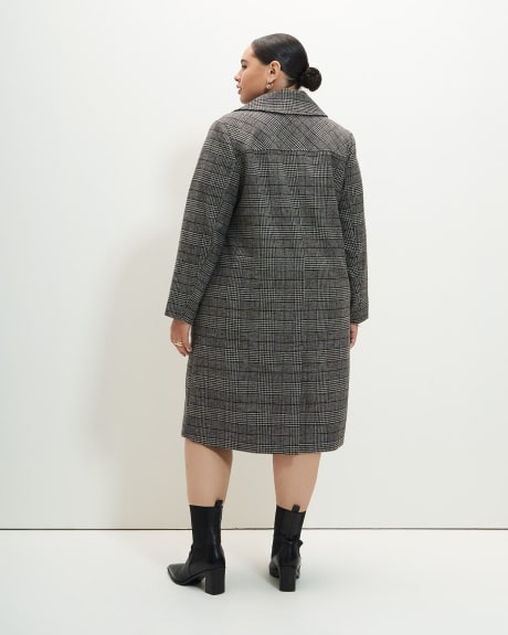 Plaid Double-Breasted Wool Blend Coat - Addition Elle