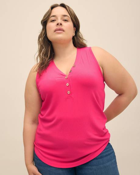 Camisole côtelée à encolure Henley - Essentiels PENN.