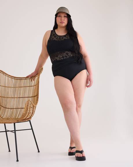 Culotte de maillot noir à taille haute torsadée