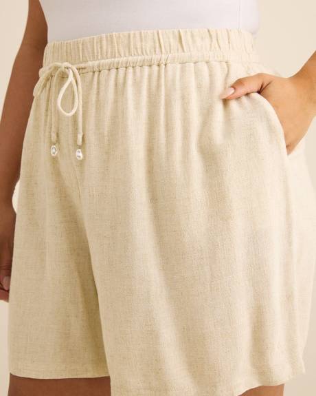 Short en lin m&eacute;lang&eacute; &agrave; enfiler