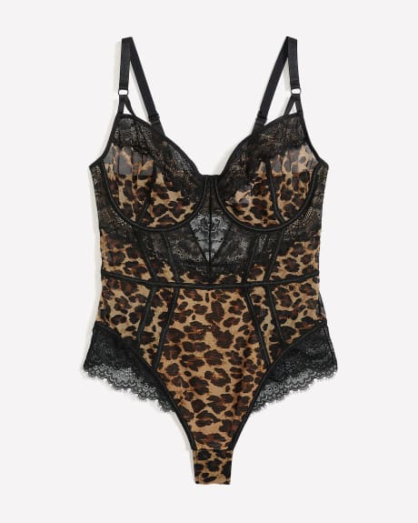 Maillot de corps sexy en maille à imprimé léopard - Déesse Collection