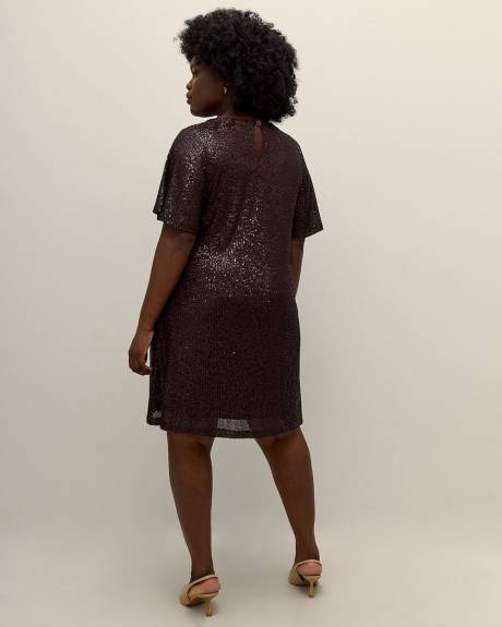 Robe à manches courtes en tricot à paillettes
