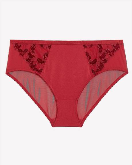 Red High-Cut Brief with Velvet Lace - Déesse Collection