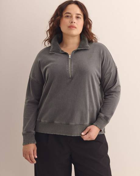 Half-Zip Cotton Pullover Sweatshirt - Active Zone Half-Zip Cotton Pullover Sweatshirt - Active Zone