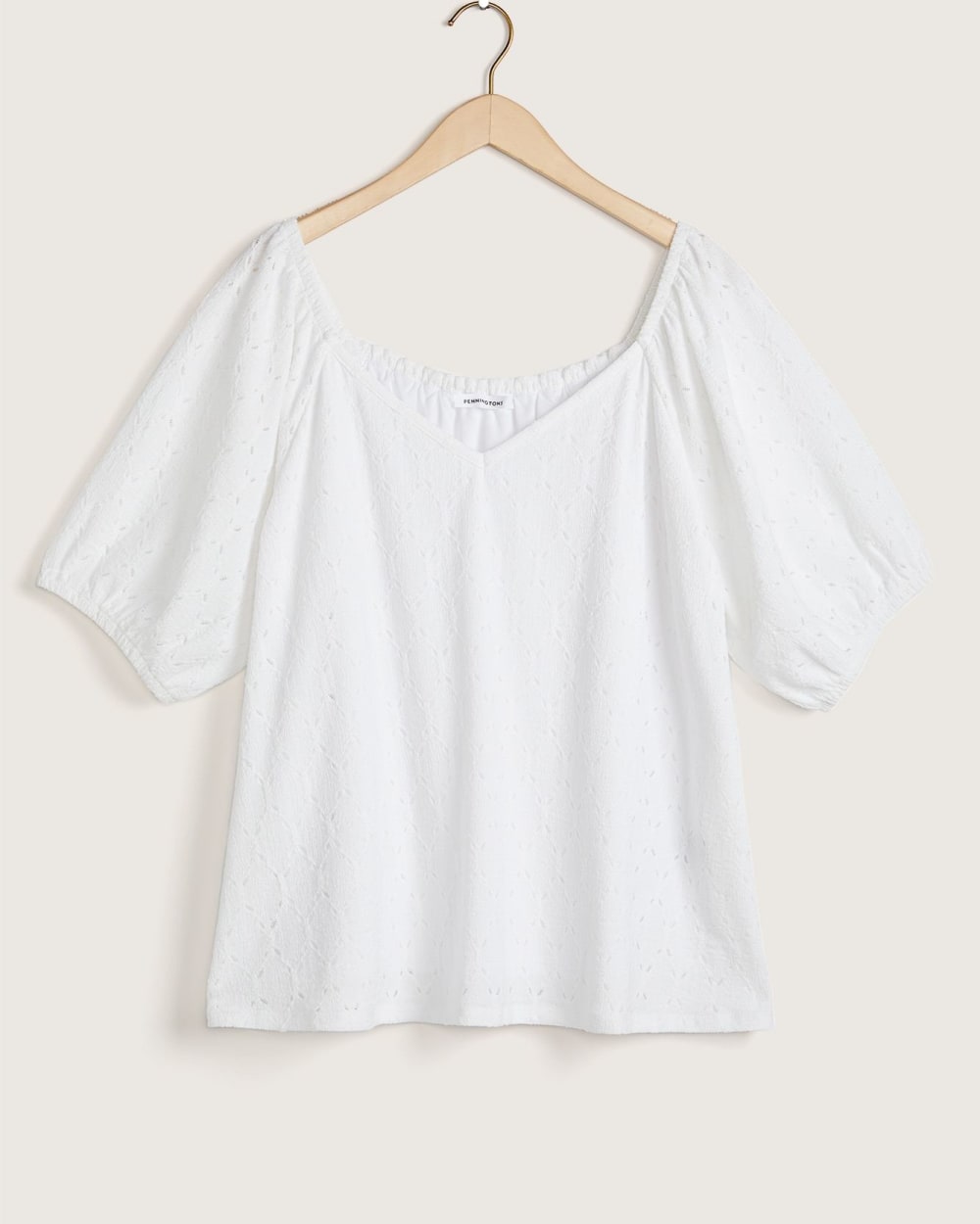 V-Neck Top with Short Puffy Sleeves | Penningtons