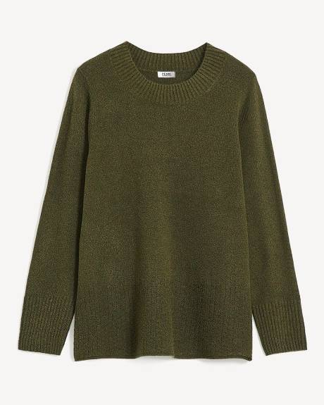 Pull à col rond avec mailles de fantaisie à l'ourlet