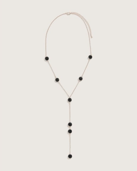 Long Cable Chain Beaded Necklace with Drop Detail