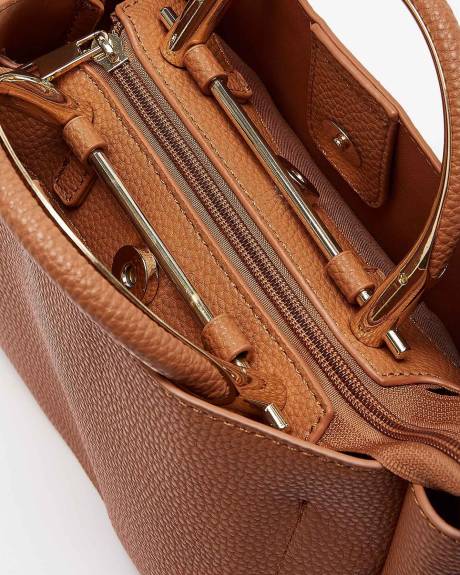 Mini Satchel Handbag in Pebble Faux Leather