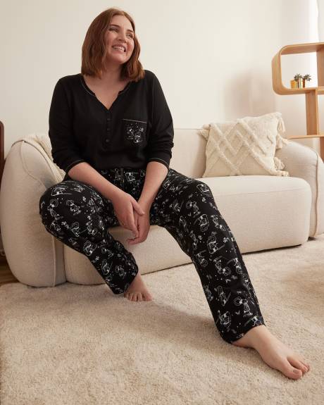 Long-Sleeve Round Henley Neck Pyjama Top - ti Voglio