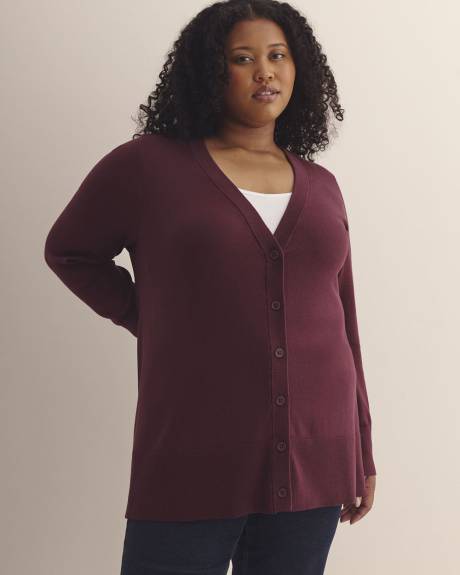 Cardigan long en mélange de coton, tissu responsable