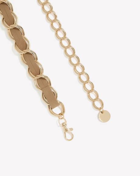 Faux Suede Chunky Chain Belt