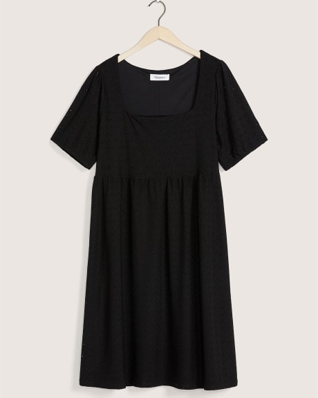 Eyelet Knit Dress with Short Balloon Sleeves - Addition Elle