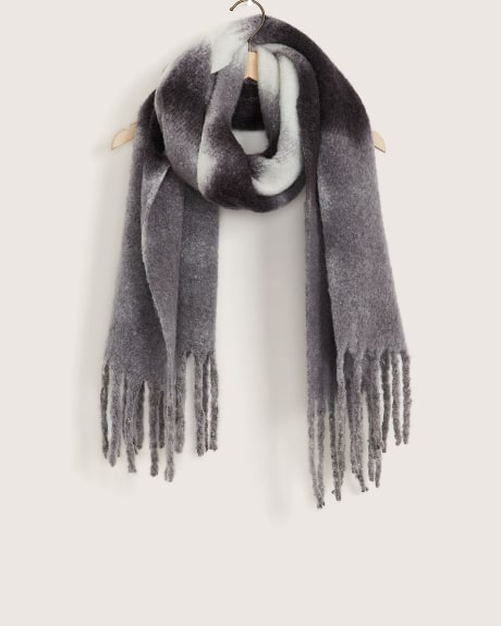 Ombre Hairy Scarf with Fringe