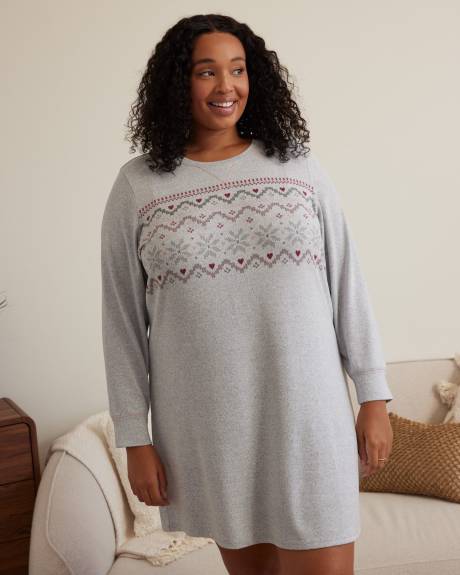 Short Sleepshirt with Fair Isle Print - ti Voglio