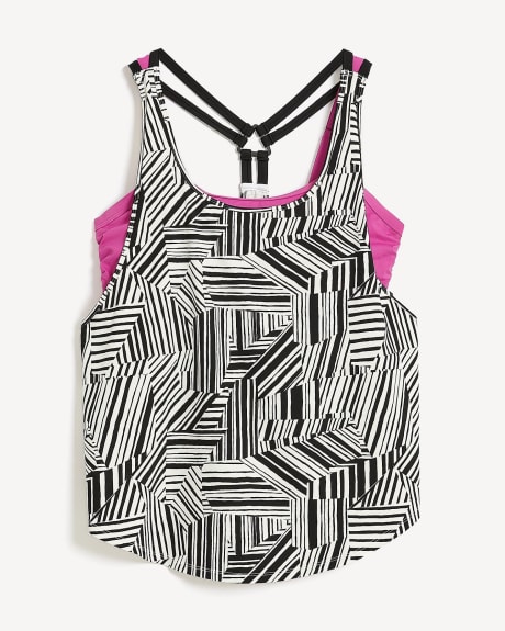 Printed Tankini with Under Crop Top - Active Zone