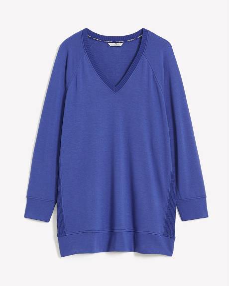 Sweatshirt en molleton avec col en V et bandes côtelées - Active Zone