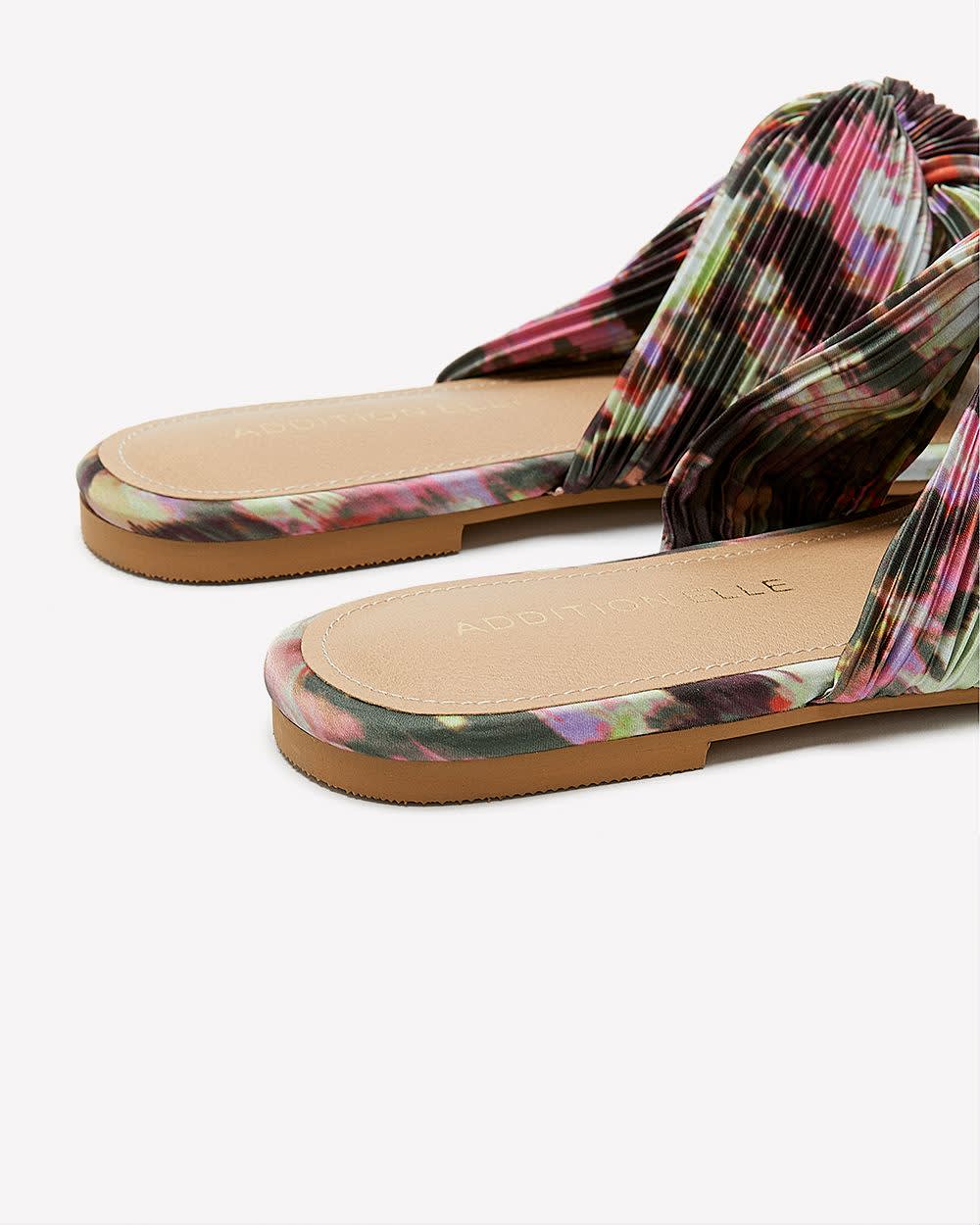 Extra Wide Width Flat Slip On Sandal with Pleated Fabric Addition Elle Penningtons