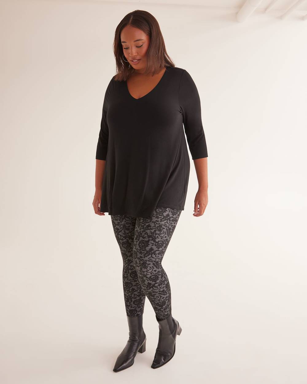 Black Textured Lace Fashion Legging Penningtons