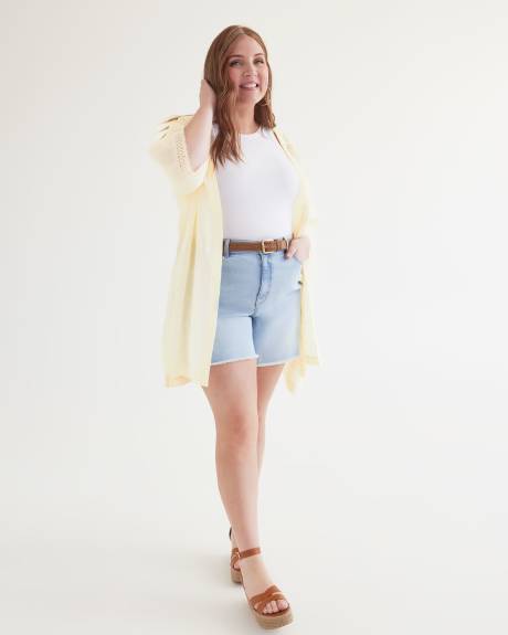 Par-dessus crocheté à manches longues kimono