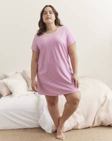 Striped Short-Sleeve Short Sleepshirt - ti VOGLIO