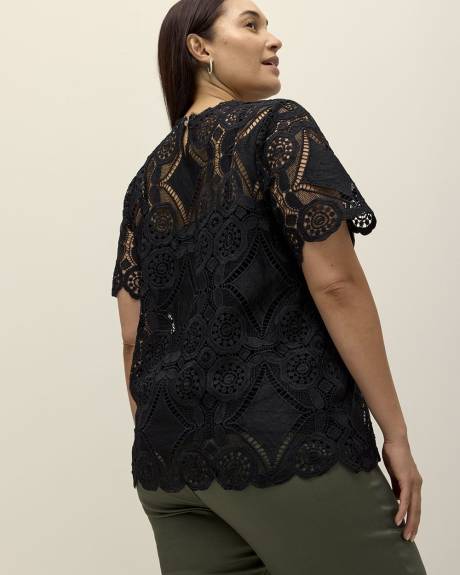 Crochet Blouse with Scalloped Hem