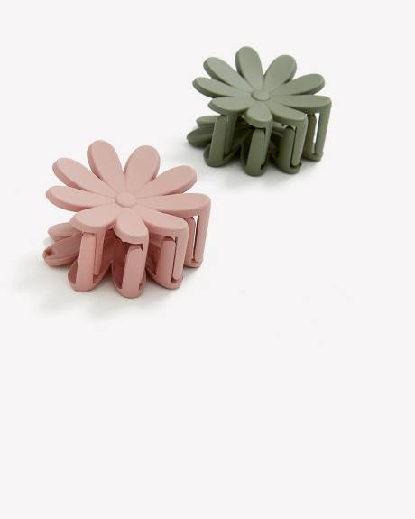 Matte Flower Shape Hair Claw, Set of 2