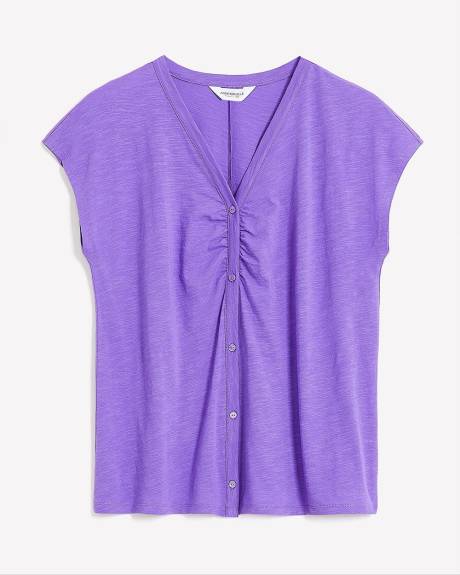 Extended-Sleeve Knit Top with V Neckline - Addition Elle