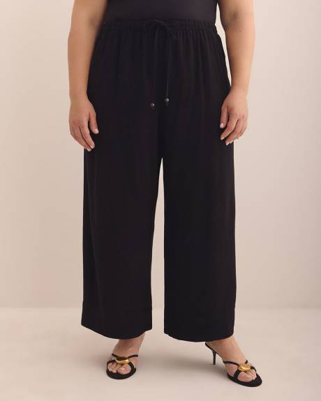 Pantalon écourté à jambe large avec cordon à la taille