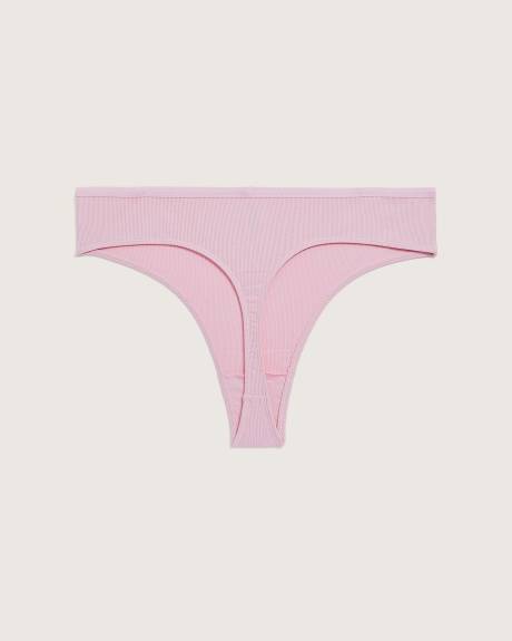 Culotte tanga côtelée, rose - ti VOGLIO