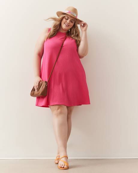 Sleeveless Textured Knit Swing Dress