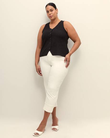 Textured Buttoned-Down Sleeveless Vest