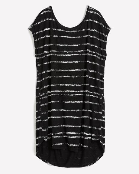 Robe cache-maillot en jersey noir avec rayures pointillées