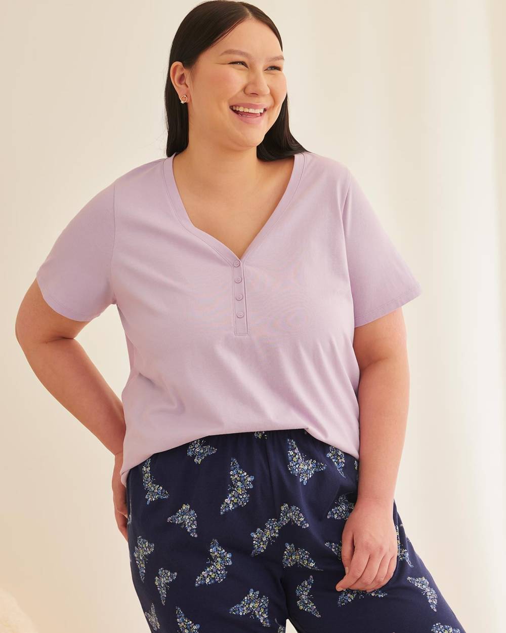 Cotton Blend Henley Pajama Top ti Voglio Penningtons