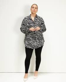 Zebra Print Tunic with Jewel Buttons - Addition Elle