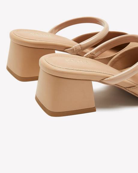 Extra Wide Width, Block Flared Kelly Heel Shoe with Pointy Toe