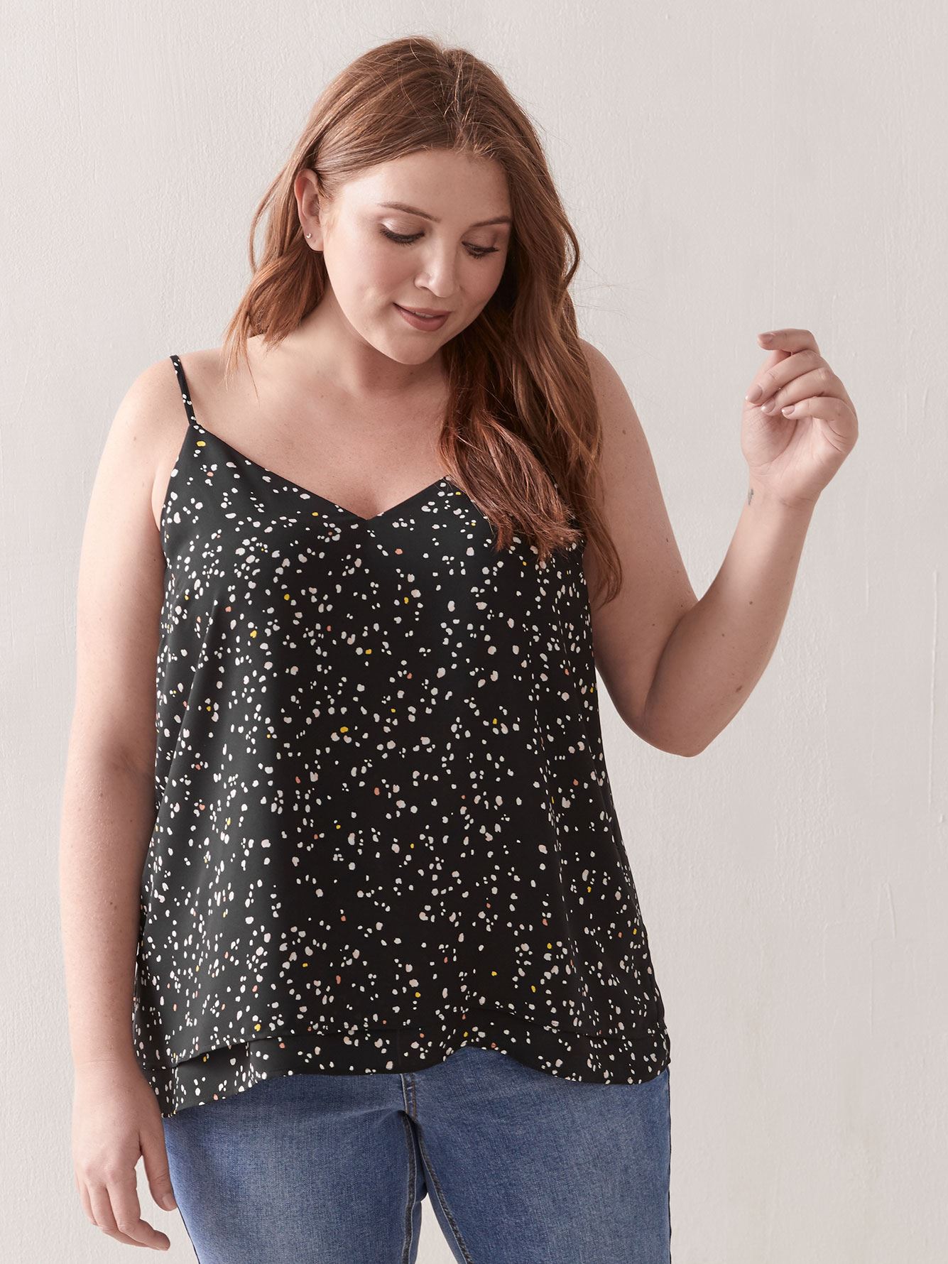 Printed Silky Cami with Adjustable Straps Addition Elle Penningtons