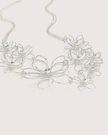 Collier floral argenté court - Addition Elle