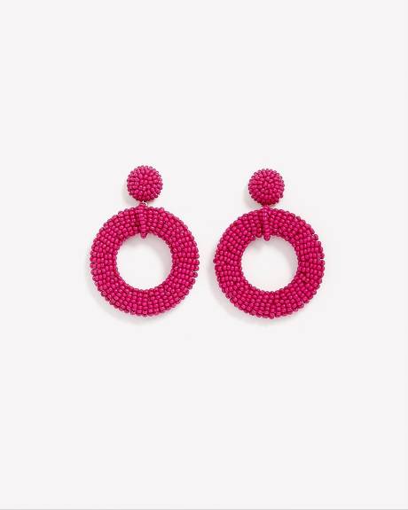 Anneaux d'oreilles en perles fuchsia