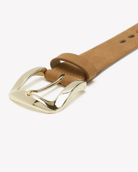 Cognac Perforated Faux Suede Belt