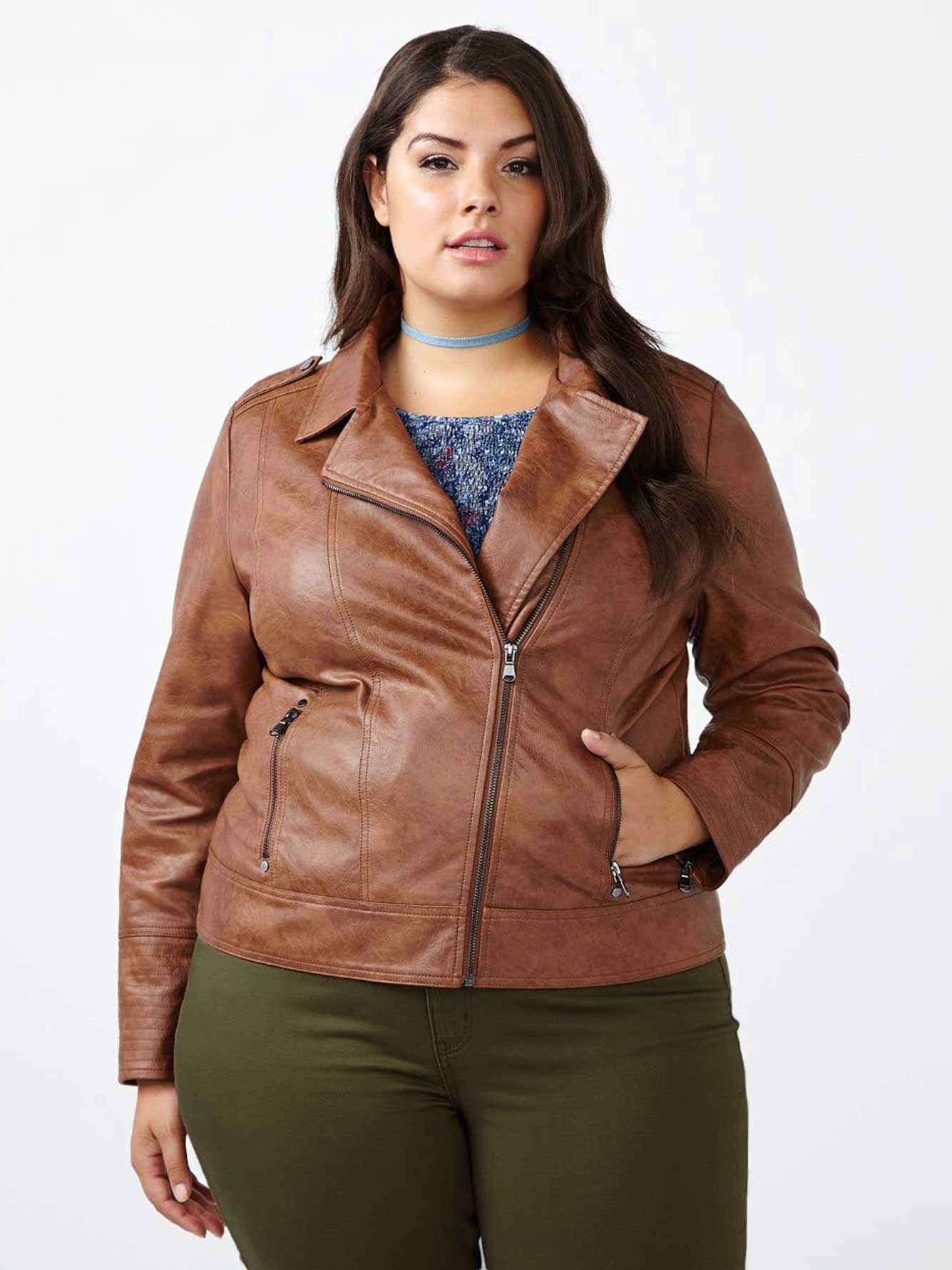 D C Jeans Faux Leather Moto Jacket